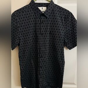 Father Sons Platinum 100% Cotton Black and White Men’s M Short Sleeve Button Up